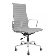 Laura Davidson Furniture SOHO Premier Tall Back Management Chair - Adjustable, Modern Italian Leather (with Armrests) (Grey)