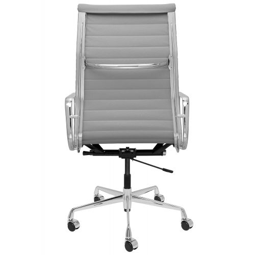  Laura Davidson Furniture SOHO Premier Tall Back Management Chair - Adjustable, Modern Italian Leather (with Armrests) (Grey)