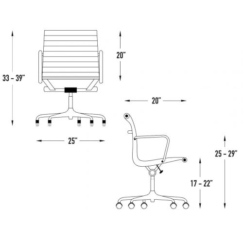  Laura Davidson Furniture SOHO Eames Style Ribbed Management Office Chair (Red)