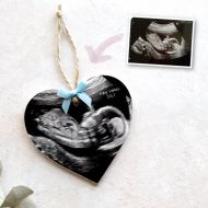 /LauraGodboldDesign Baby Scan Wooden Keepsake Heart, Ultrasound, Personalised Baby shower gift, Pregnancy announcement, Wooden photo heart plaque