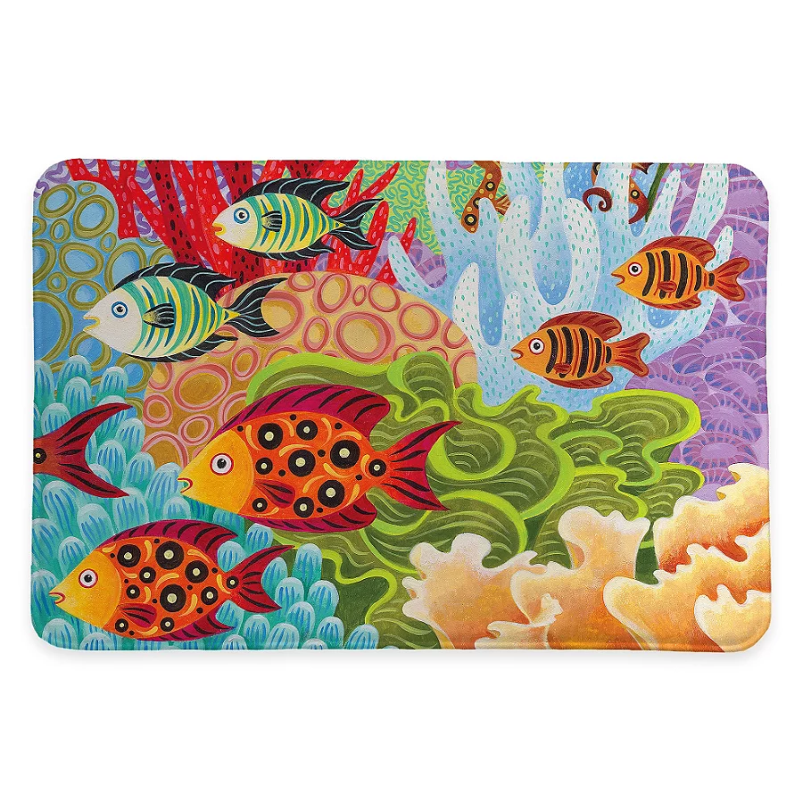 Laural Home 20-Inch x 30-Inch Fish in the Hood Memory Foam Rug