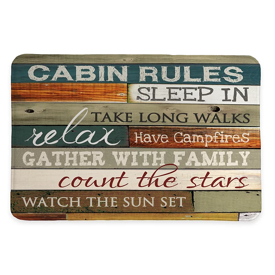Laural Home 20-Inch x 30-Inch Cabin Rules Memory Foam Rug