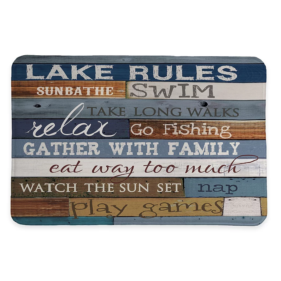Laural Home Lake Rules 20-Inch x 30-Inch Memory Foam Bath Rug