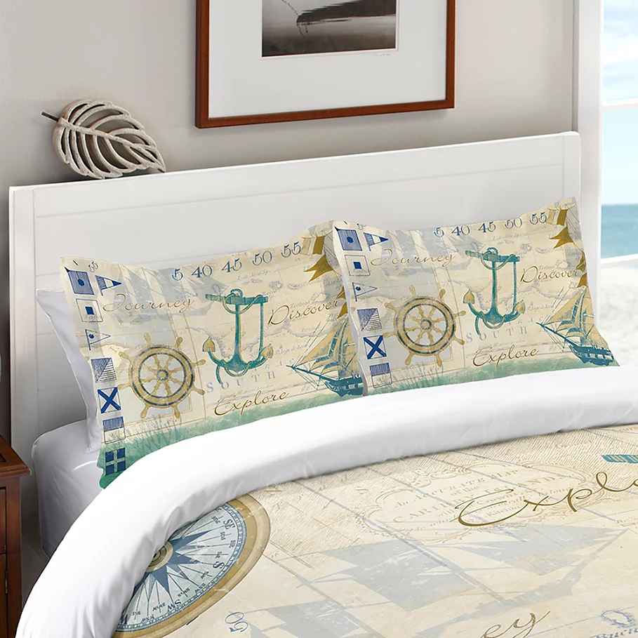 Laural Home Mariner Sentiment Standard Pillow Sham in Blue