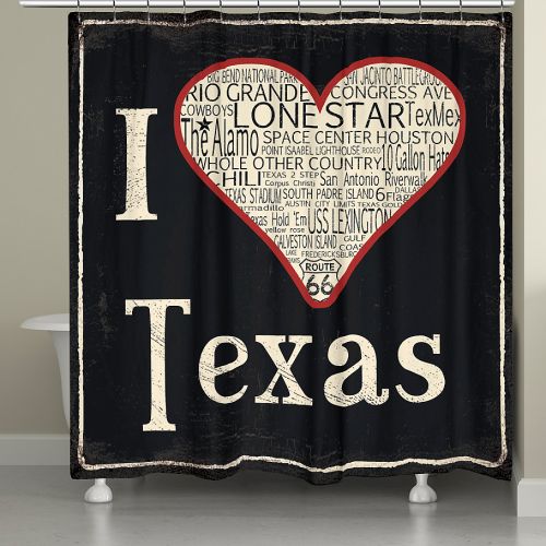  Laural Home I Love Texas Shower Curtain in Black