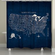 Laural Home US Map Blueprint Shower Curtain in Blue