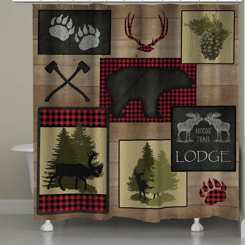  Laural Home Lumberjack Plaid Lodge Patch Shower Curtain
