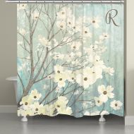 Laural Home Dogwood Blossoms Shower Curtain in Blue