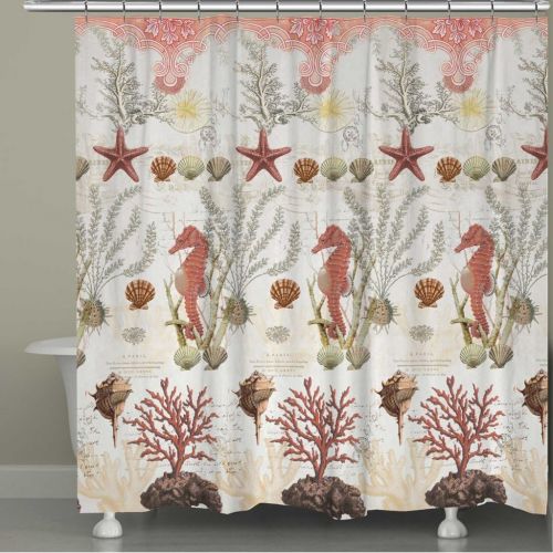  Laural Home Ornate Coral Shower Curtain, Multi