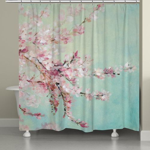  Laural Home SFB74SC Cherry Blossoms Shower Curtain, 71 x 72