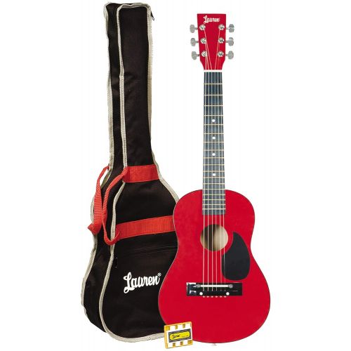  Lauren 6 String Acoustic Guitar, Red, 30 (LAPKMRD-A)
