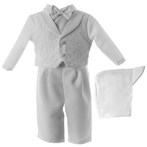  Lauren Madison Baby Christening Baptism 3 Piece Shantung Long Pant Set