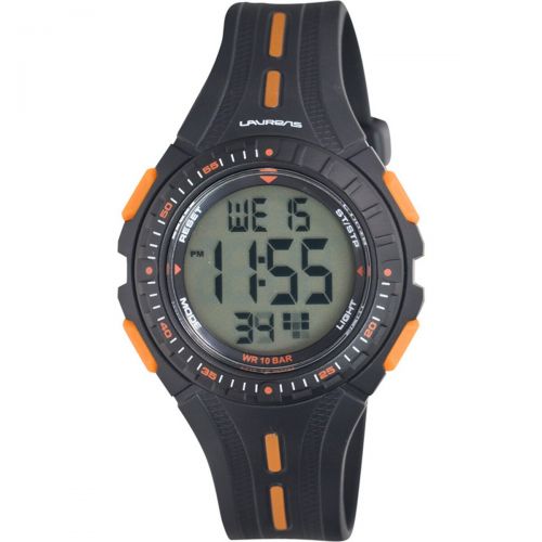  Laurens Basic Mens Quartz Digital Sport Black Rubber Strap Watch