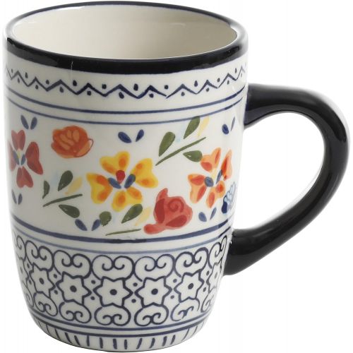  Gibson Elite 92995.16R Luxembourg Handpainted 16 Piece Dinnerware Set, Blue and Cream w/Floral Designs