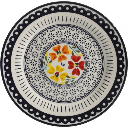  Gibson Elite 92995.16R Luxembourg Handpainted 16 Piece Dinnerware Set, Blue and Cream w/Floral Designs