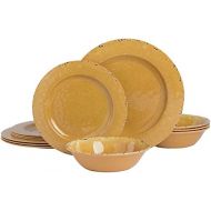 Gibson Home Gibson Studio Mauna 12 Piece Heavy Weight Melamine Dinnerware, Golden Yellow