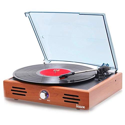  Lauson Woodsound JTF535 Vinyl Record Player with Speakers Vinyl Turntable and USB Belt-Driven Vintage Phonograph Record Player 3 Speed RCA line-Out