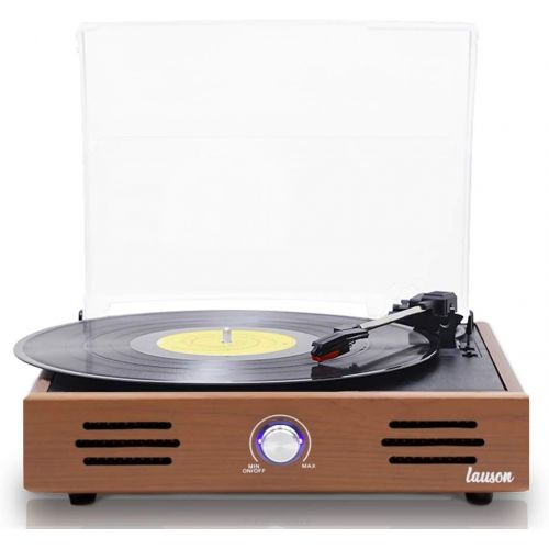  Lauson Woodsound JTF535 Vinyl Record Player with Speakers Vinyl Turntable and USB Belt-Driven Vintage Phonograph Record Player 3 Speed RCA line-Out