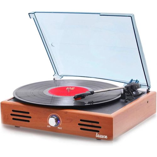  Lauson Woodsound JTF535 Vinyl Record Player with Speakers Vinyl Turntable and USB Belt-Driven Vintage Phonograph Record Player 3 Speed RCA line-Out