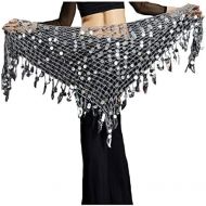 Lauthen.S Women Belly Dance Hip Scarf Sequins Mesh Triangle Wrap Skirt Waist Chain