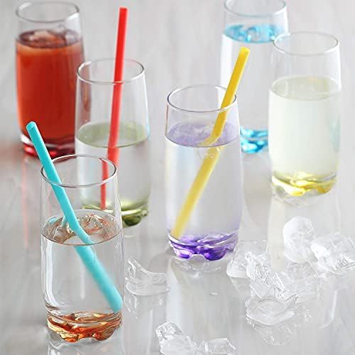  [아마존베스트]LAV Highball Drinking Glasses 6-Piece, 13 Oz Clear Beverage Glass Set with Colored Bottoms for Water & Juice & Cocktails, Vibrant Glass Cups, Dishwasher Safe