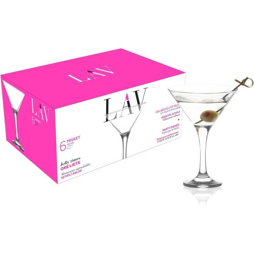  [아마존베스트]LAV Martini Glasses 6-Piece, 6 Oz Martini Cocktail Glass Set Perfect for Cosmopolitan and Elegant Cocktails, Clear Bar Glasses Set Classic Chic Design for Home Parties and Celebrat