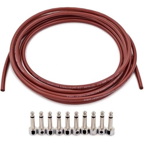  Lava Cable Piston Series Solder-Free Right Angle Pedal Board Kit - 10 Red Cable / 10 Plugs