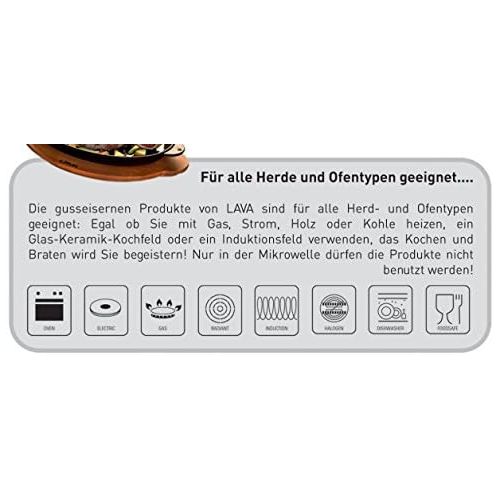  LAVA Cookware Gusseisen emailliert Grillpfanne mit Griff, 20 x 20 cm, schwarz