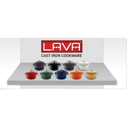  LAVA Cookware Gusseisen emailliert Grillpfanne mit Griff, 20 x 20 cm, schwarz