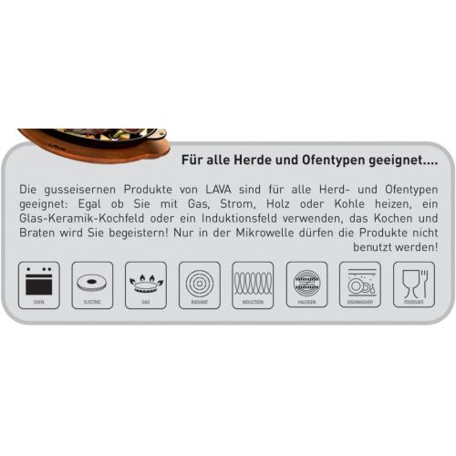  LAVA Cookware Gusseisen emailliert Grillpfanne mit Griff, 20 x 20 cm, schwarz