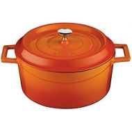 LAVA Cookware Folk Gusseisen emailliert Kasserolle/Brater, rund, 22 cm, orange