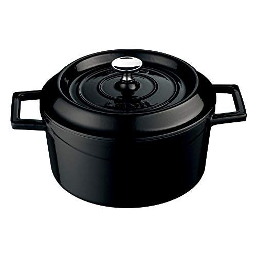  LAVA Cookware Lava Gusseisen Topf runder Topf mit Deckel, 28 cm schwarz