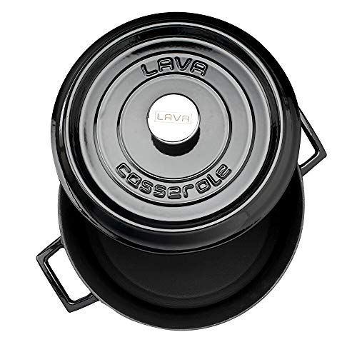  LAVA Cookware Lava Gusseisen Topf runder Topf mit Deckel, 28 cm schwarz