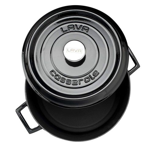  LAVA Cookware Lava Gusseisen Topf runder Topf mit Deckel, 28 cm schwarz