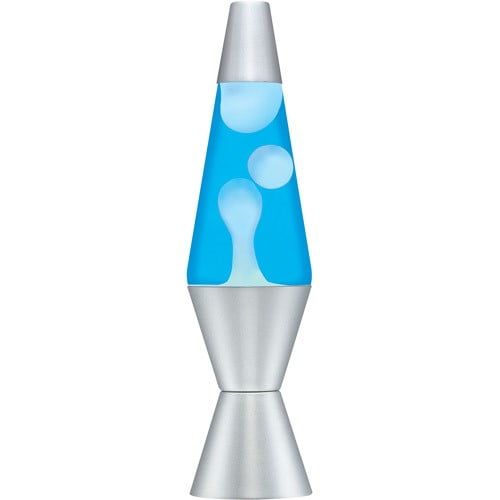  Lava the Original 14.5-Inch Silver Base Lamp with White Wax in Blue Liquid