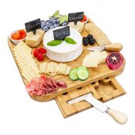 [아마존베스트]Lavastic Cheese Board and Knife Set  Natural Bamboo Charcuterie Board Set  Elegant Cheese Platter with Hidden Drawer  Wooden Cheese Tray with Knives, Bowls, Slate Tags, and Chalk  Anti-