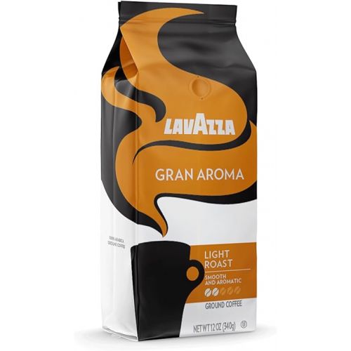  Lavazza Gran Aroma Ground Coffee Blend, Light Roast, 12-Ounce Bags (Pack of 6), Value Pack, Rich Flavor with Notes of Dried Fruit - Packaging May Vary