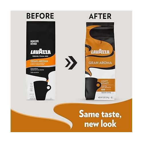 Lavazza Gran Aroma Ground Coffee Blend, Light Roast, 12-Ounce Bags (Pack of 6), Value Pack, Rich Flavor with Notes of Dried Fruit - Packaging May Vary