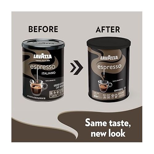  Lavazza Espresso Ground Coffee Blend, Medium Roast, 8-Oz Cans, Pack of 4 (Packaging May Vary) Premium Blend, Value Pack, Non-GMO, 100% Arabica, Rich-bodied