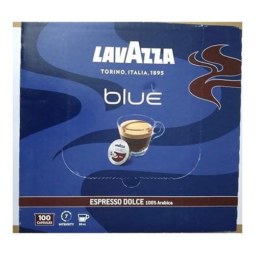  Lavazza BLUE Capsules, Espresso Dolce Coffee Blend, Medium Roast, 28.2-Ounce Boxes (Pack of 100)