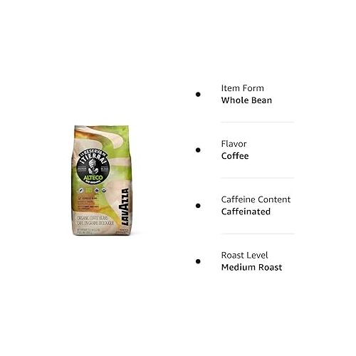  Lavazza Alteco Organic Premium Blend, Whole Bean Coffee, 2lb