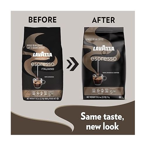  Lavazza Espresso Whole Bean Coffee Blend, Medium Roast, 2.2 Pound Bag (Packaging May Vary) Premium Quality, Non GMO, 100% Arabica, Rich bodied