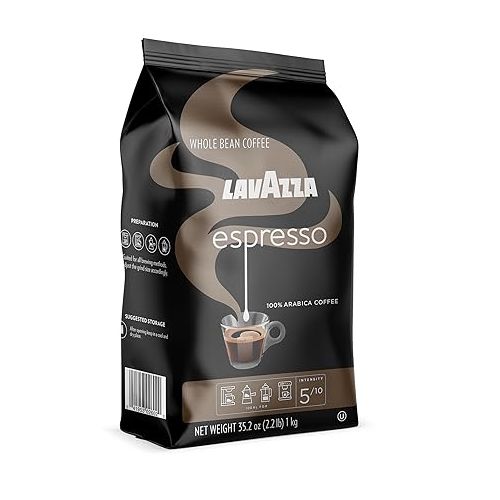  Lavazza Espresso Whole Bean Coffee Blend, Medium Roast, 2.2 Pound Bag (Packaging May Vary) Premium Quality, Non GMO, 100% Arabica, Rich bodied