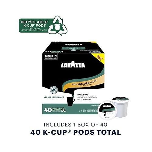  Lavazza Gran Selezione Single-Serve Coffee K-Cup® Pods for Keurig® Brewer - 40 Count, 100% Arabica, Rainforest Alliance Certified 100% sustainably grown, Value Pack