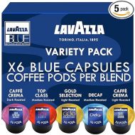 Lavazza Blue Coffee Pods, 30 Count Sampler Coffee Capsules, 5 Flavors - Top Class, Gold, Caffe Crema, Decaf, Gran Espresso, 6 Pods/Flavor