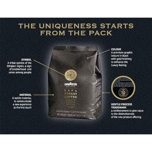  Lavazza Kafa Forest Coffee Whole Beans, Single Origin Ethiopia, 100% Arabica 1.1 Pound Bag (Pack of 1)