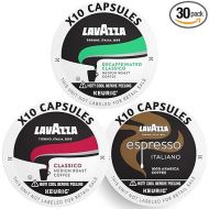 Lavazza K-Cups Mix 30 Pods - Espresso Italiano, Classico, Decaf, 10ea Espresso Cups Arabica, Compatible Keurig Brewers, Single Serve Coffee Machines, Light, Medium, Dark Roast, Kcups Coffee Caps