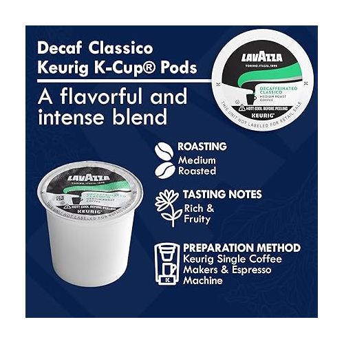  Lavazza K-Cups Mix 30 Pods - Espresso Italiano, Classico, Decaf, 10ea Espresso Cups Arabica, Compatible Keurig Brewers, Single Serve Coffee Machines, Light, Medium, Dark Roast, Kcups Coffee Caps