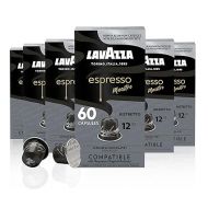 Lavazza Espresso Ristretto Dark Roast Arabica & Robusta Aluminum Capsules Compatible with Nespresso Original Machines (Pack of 60) ,Value Pack, Intense and full bodied, dark crema, Intensity 12 of 13