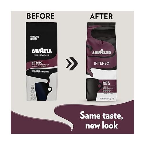  Lavazza Intenso Ground Coffee Blend, Dark Roast, 12 Ounce, dark roast, full-bodied, notes of chocolate (Pack of 1) - Packaging May Vary